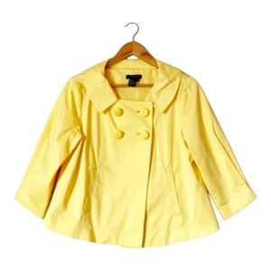 Sandro Yellow Short A-line Jacket Designer Double breast 4Big Buttons 3/4 Sleeve